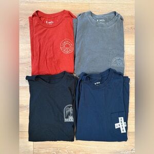 Jetty Men's Small Short Sleeve Tees - Burnt Orange/Red, Gray, Black, and Blue